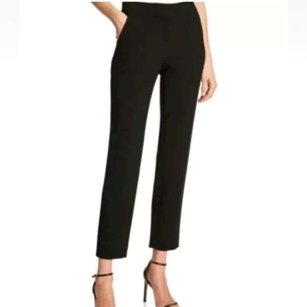 St. John Emma Cropped Trousers Stretch Flat Front Navy Women's Size 6